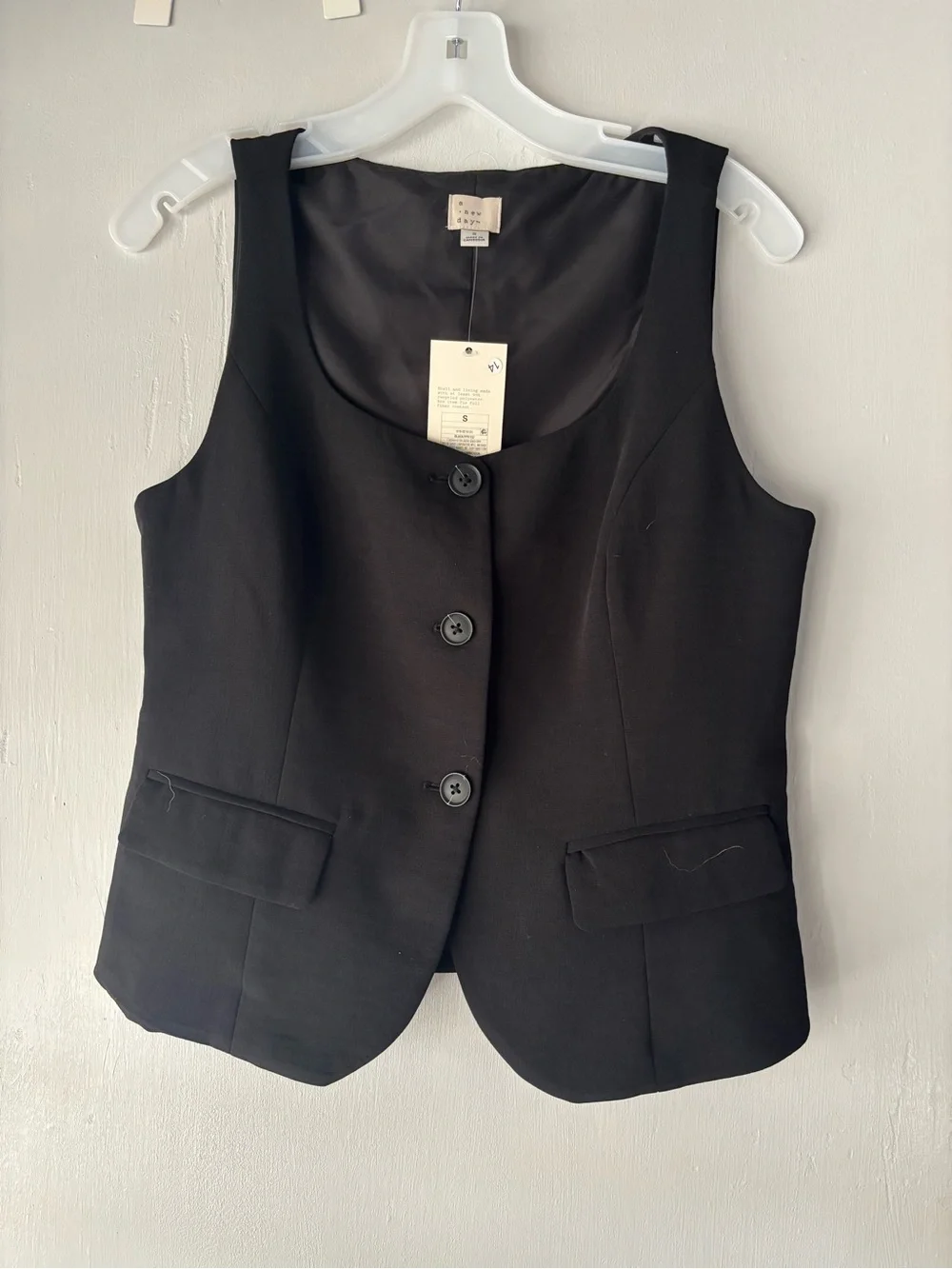 a new day Black Button-Front Sleeveless Vest